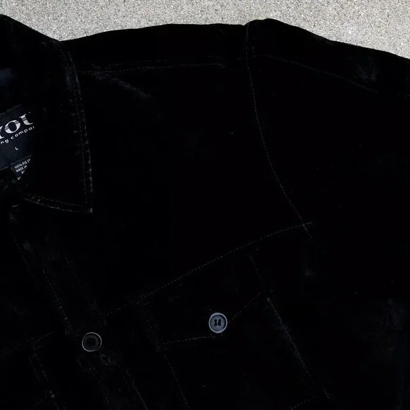VTG 4 YOU CLOTHING Leather Suede Jacket Men's LG Black Button Down Long Sleeve‌